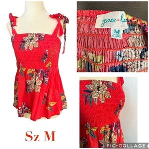 Grace & Lace red floral summer tee